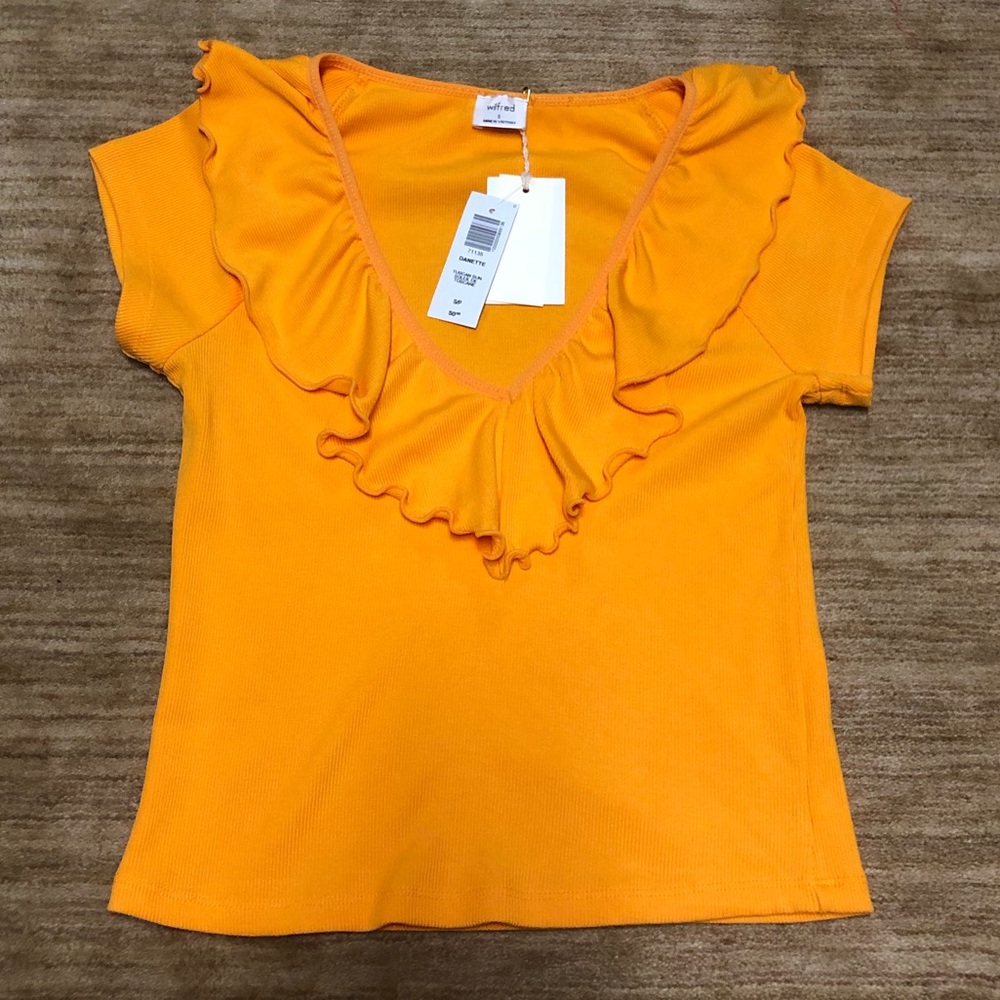 Ruffled V Neck Top